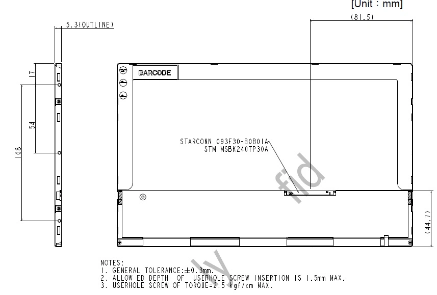 10.2inch LCD Screen 1024*600 Display for LCD Screen