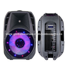 15" 2 way plastic cabinet speaker with mp3 player and disco lighting