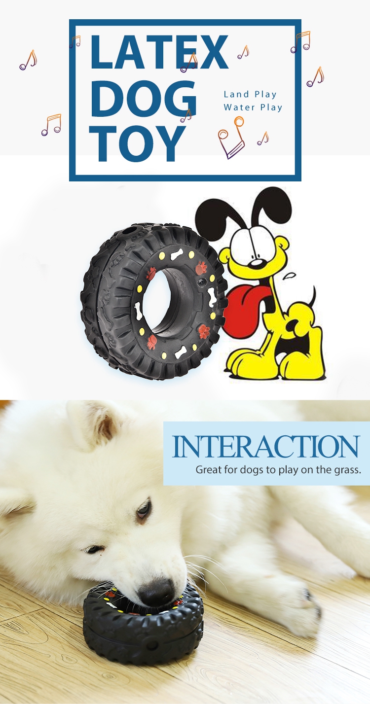 Eco-Friendly Interactive Pet Toy Black Tire Shape Squeak Sound Vinyl Dog Toy