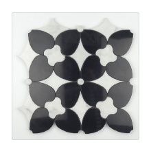 Black Marquina and White Thassos Marble Mosaic Tiles - Waterjet Cut
