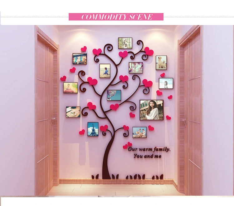 Wedding Photos Tree Warm Creative Home Decoration Painting 3D Acrylic Wall Stickers