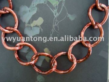 Brown color painted metal necklace chain