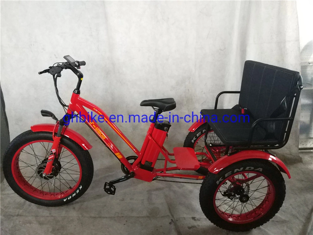 USA Popular Fat Tire E Trike Three 3 Wheel Passenger Electric Tricycle