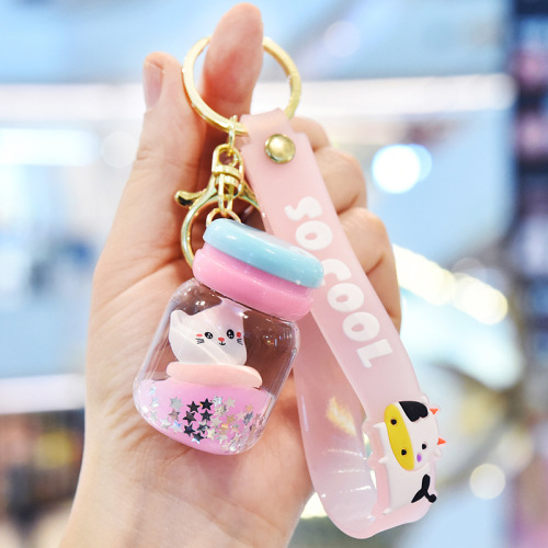 Acrylic Milk Bottle Cat Oil Keychain