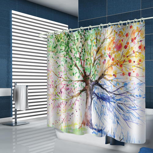 Colorful Tree Waterproof Shower Curtain Colorful Bathroom Decor with Hooks