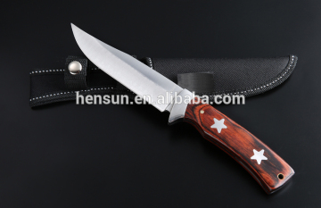 Brown Pakka Wood Star Pattern Hunting Knife