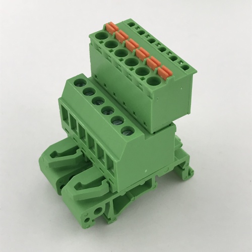 Din rail mounted Pluggable spring terminal block