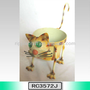 Delicate Metal Craft Cat Flower Pot