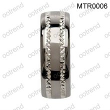Double grooved tungsten band rings inlay 925 silver braided chains,good quality silver tungsten rings