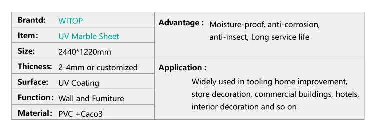 Chinese Supplier Stone Cladding New Goods PVC Panel UV Marble Sheets