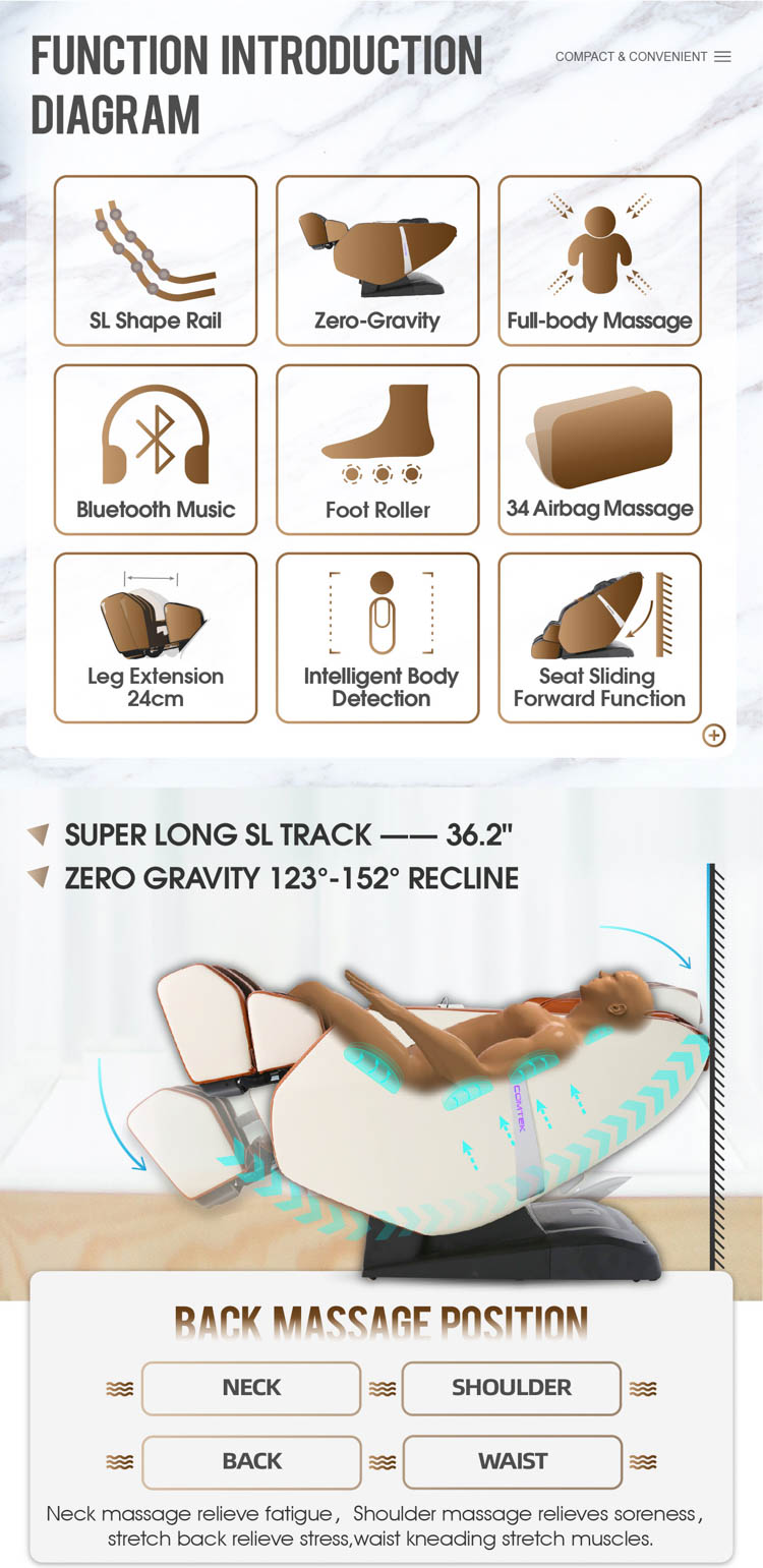 RK-1903 2D L shape zero gravity massage chair