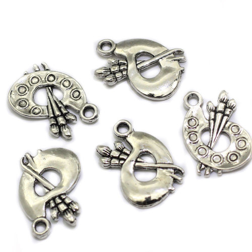 17mm Alloy Charm Art Brush And Palette Charms For Necklace Earring Bracelet Pendant Jewelry Making