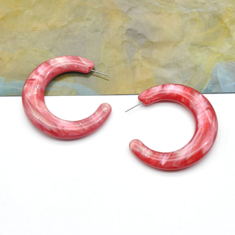 Mina factory ice cream red color thick acrylic custom hoop earrings