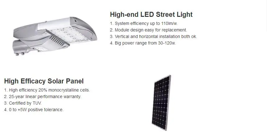 IP66 Ik10 100W Solar LED Street Light with Epsolar Controller