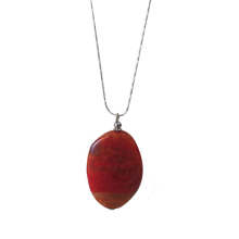 Natural Gemstone Agate Necklace with Silver Chain