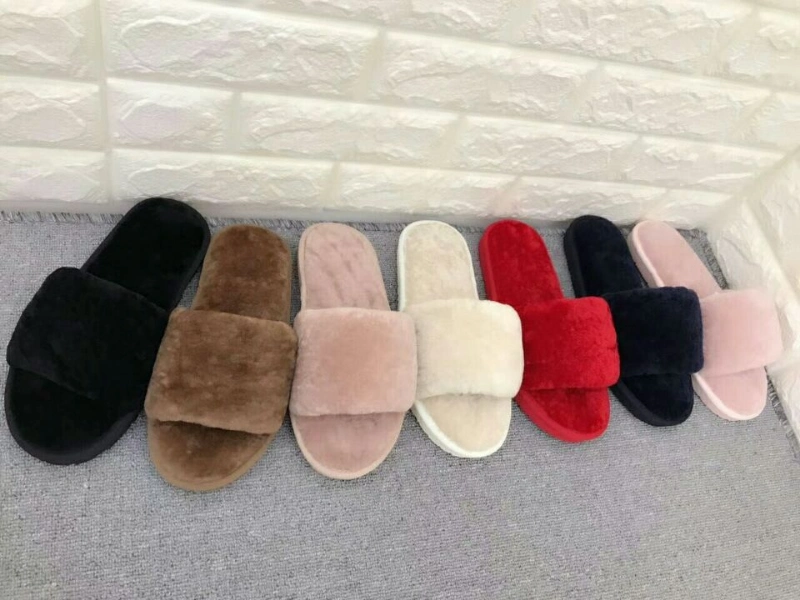 Warm Real Sheepskin Slipper Shoes Women