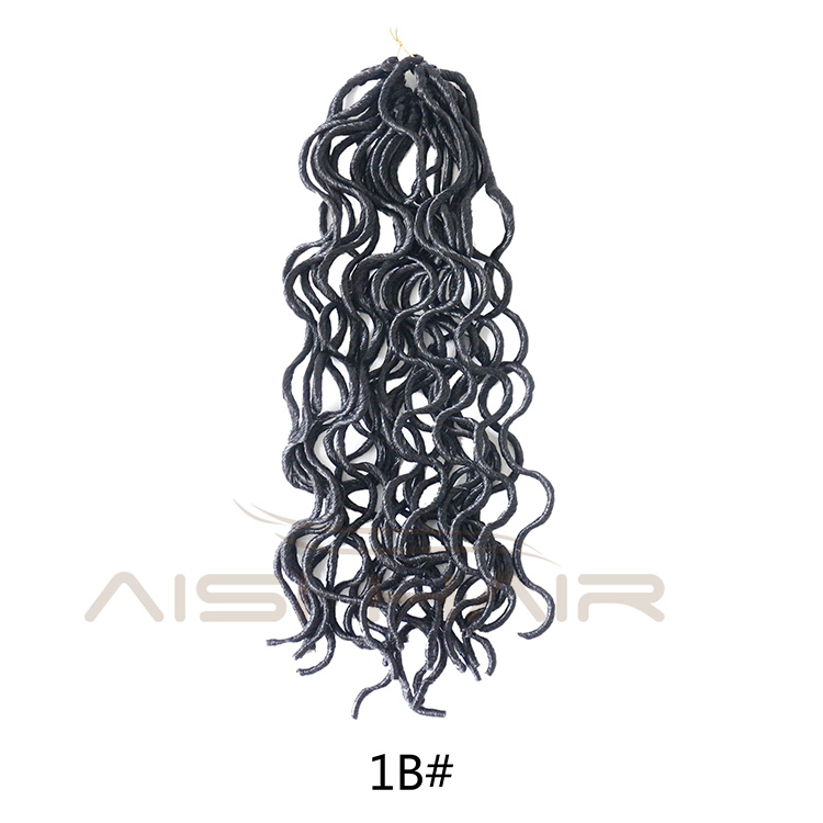 Aisi Hair Faux Locs Curly Crochet Hair Extensions 18inch Long 24 Roots Soft Crochet Braids Dreadlock Hairpieces