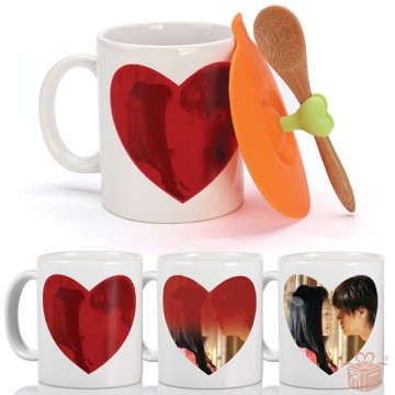 Heart Shape Sublimation Magic Mug Birthday Gift For Lover