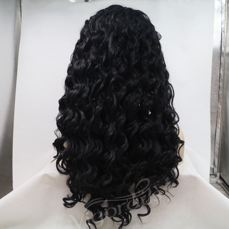 Vigorous mono long premium high quality afro kinky curly wholesale black women synthetic hair wigs lace front