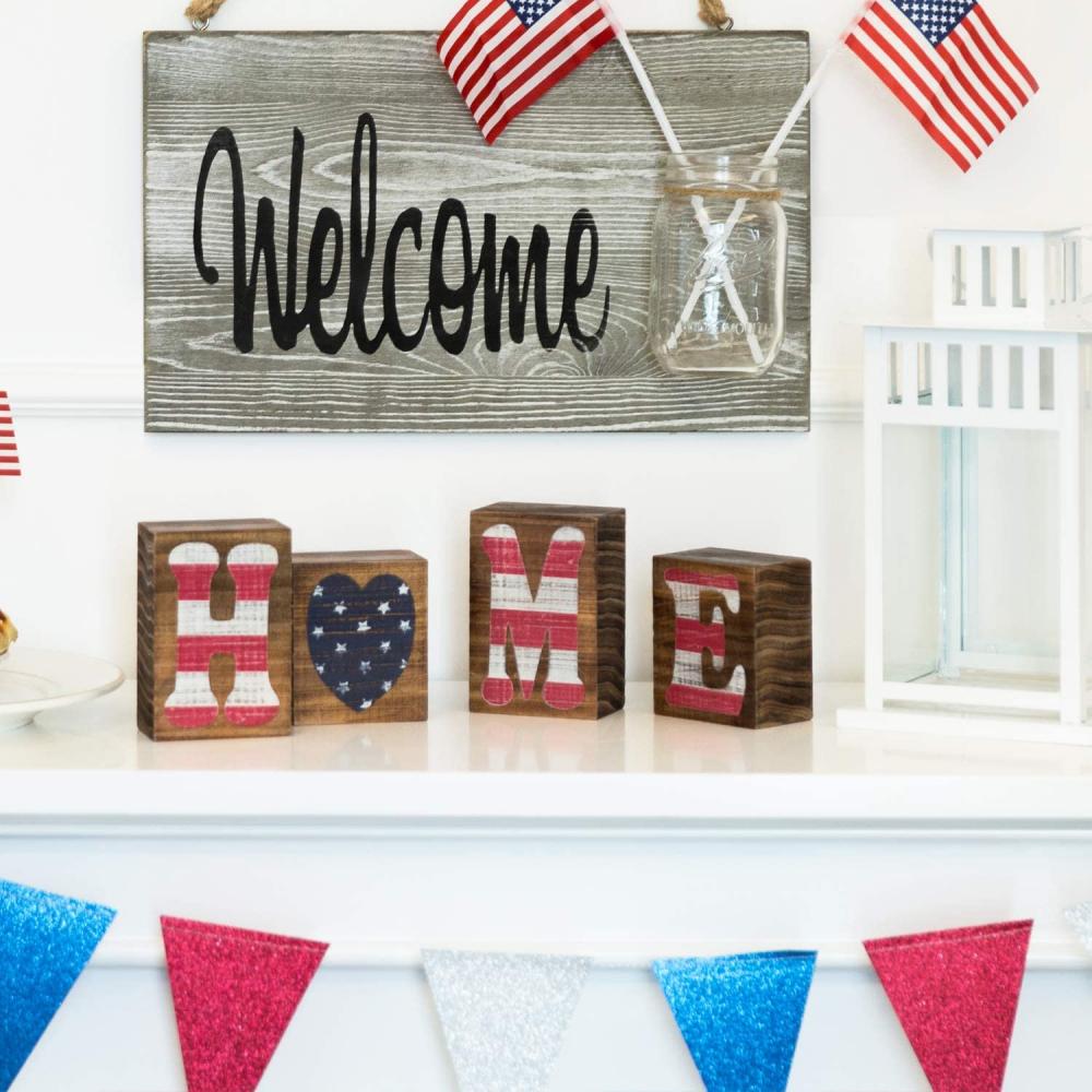 Decoratief Amerikaans vlag Home Word Sign