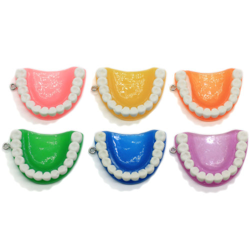 100 Uds colgante de dijes de dientes falsos coloridos de resina para hacer joyas, colgante bonito y bonito, accesorio de llavero con orejas de bricolaje