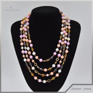 pink multi layered beads necklace for sale