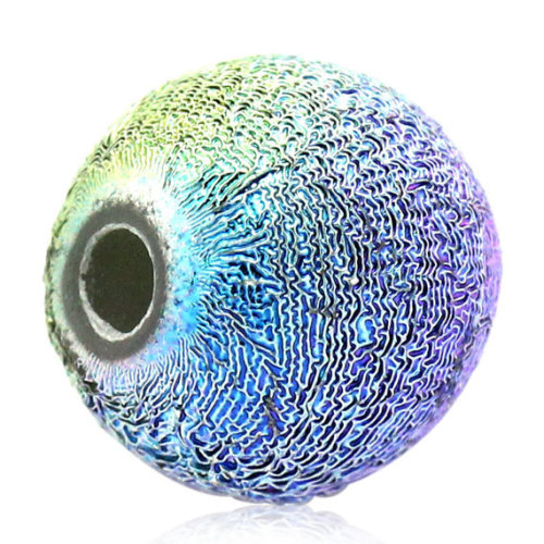 Espaciador de cuentas redondas de acrílico Mullti-Color de pavo real de 6 mm.