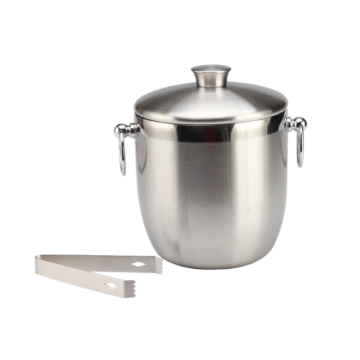 Stainless steel ice bucket with double handles