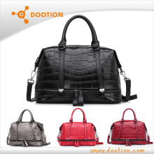 women genuine leather handbag tote bag with alligator cowhide