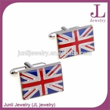 Silver Stainless Steel Custom Cufflinks For Men British National Flag Cufflinks