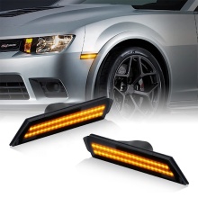 LLevo Smoke Lens Amber Front Bumper Marker Lights for Chevy Camaro - Plug & Play