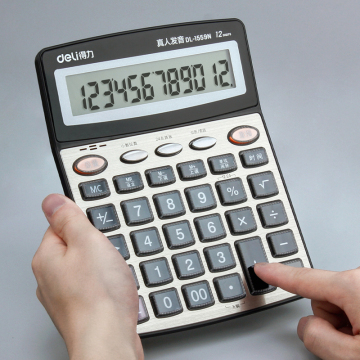 Large Screen Talking Calculator with 12 Digits and Chinese Voice Pronunciation - Deli 1559N