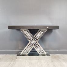 Silver Glass Mirrored Console Hallway Table
