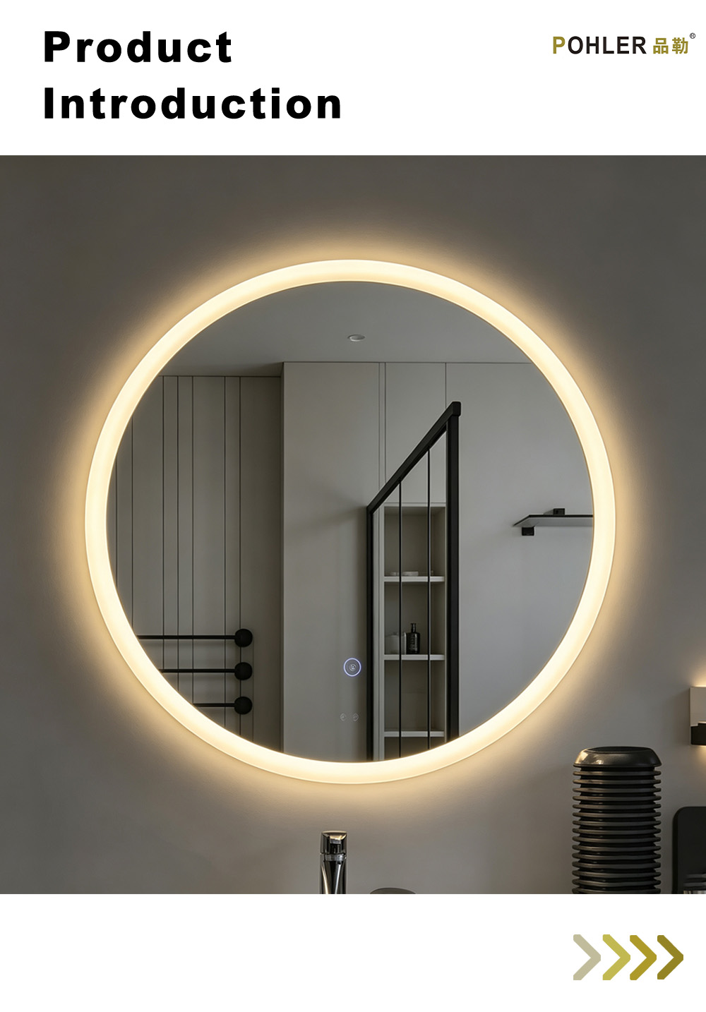 D078 Круглое светодиодное зеркало с теплым ореолом X D078 Round Warm Halo LED Mirror X