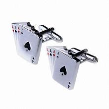 Fashionable Poker Aces Cufflinks, Made of Brass