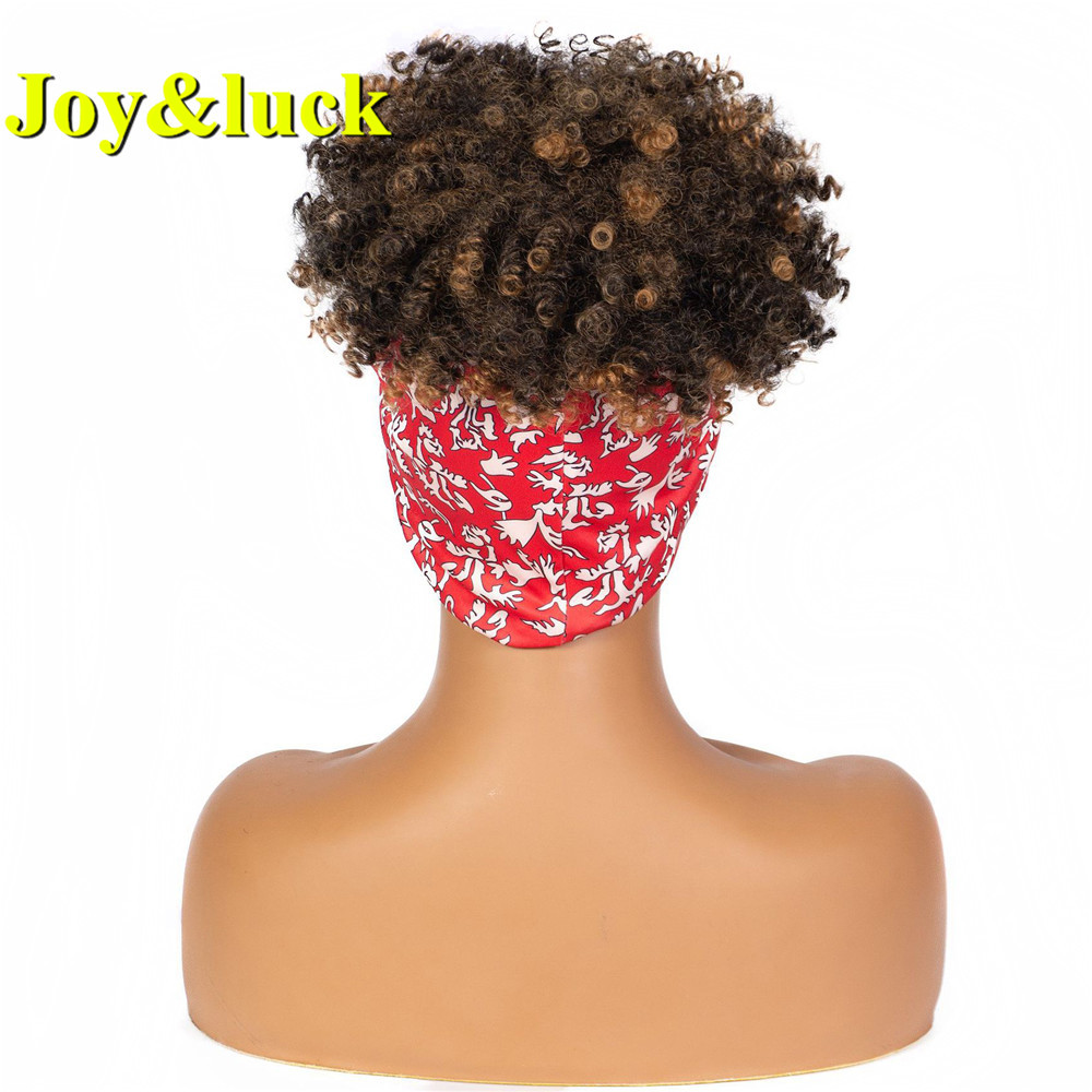 Wolesale Ladies Scarf Wig For Women Orange Red Hairband Ombre Brown Hair Short Afro Kinky Curly Headband Wig Synthetic Hair Wigs