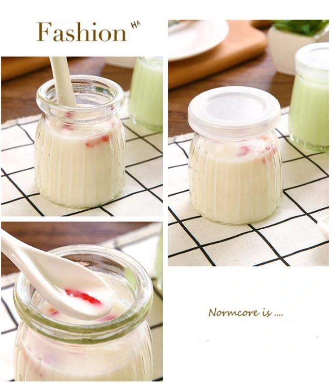 100ml Min Empty Yogurt Milk Glass Jar with Handle and Plastic Cap