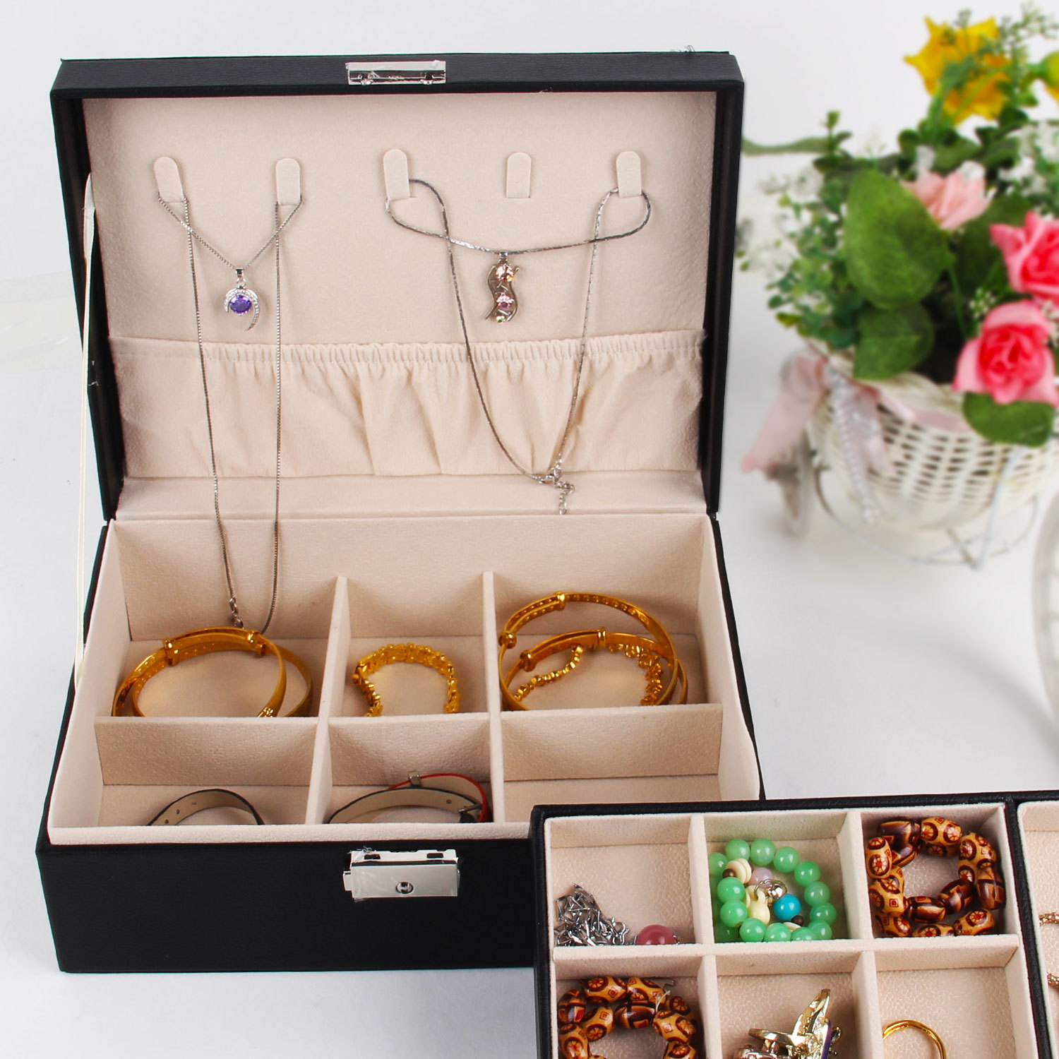 Wholesale Fancy Custom Wedding Packaging Small Gift Box Recycle Jewelry Packaging Design pu jewelry box