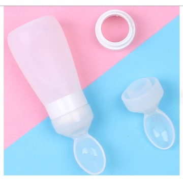 BPA Silicone Baby Squeeze Feeding Spoon With Bottle