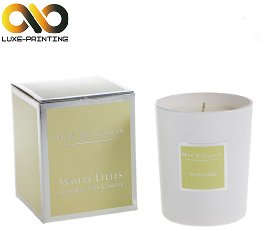 Luxury customized logo printed white kraft paper candle boxes