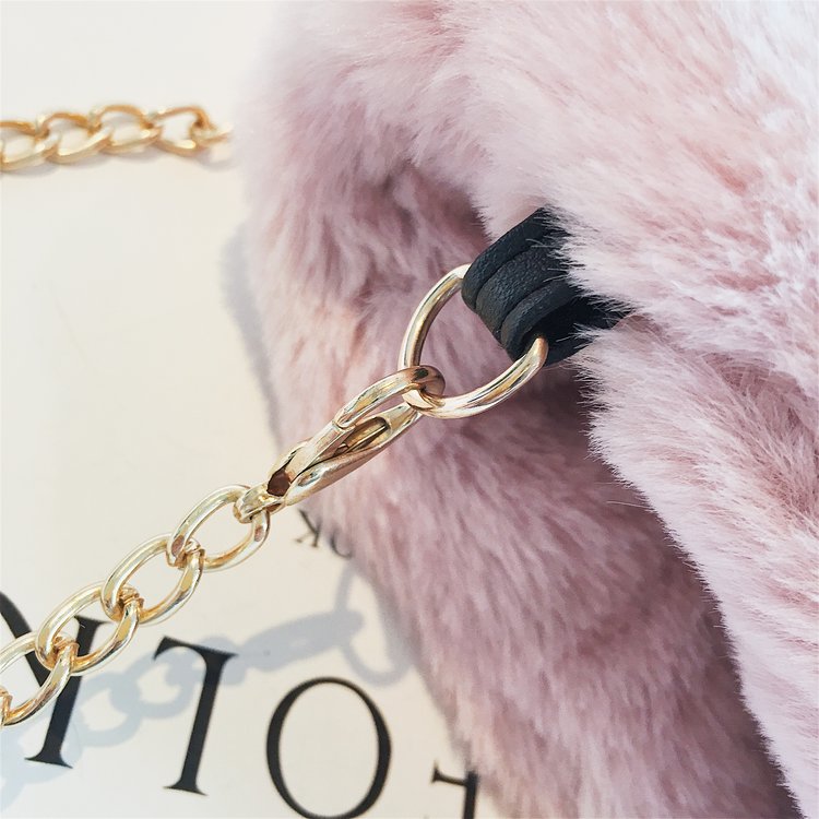 New latest design lovely fashionable beautiful winter soft fur women stylish plush shoulder chain handbag for ladies