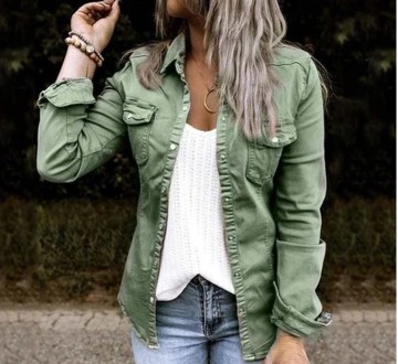 women's mid-length denim jacket