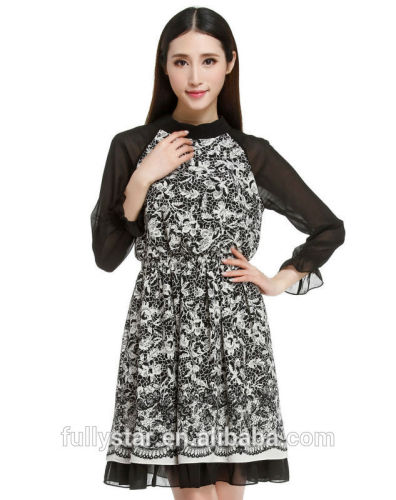 ladies long sleeve printed dresses