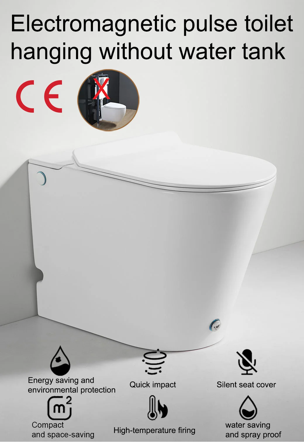 Floor Mounted Ceramic Pulse Solenoid Toilet Smart Toilet