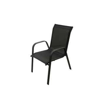 Cadeira de jantar/lazer móveis-sling sling preto ao ar livre