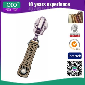 OIO Garment Custom Strong Leather Puller In Metal Zipper