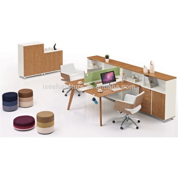 Administrative office furniture Malaysia counter workstation 2 seat office desk with shelf IC3029