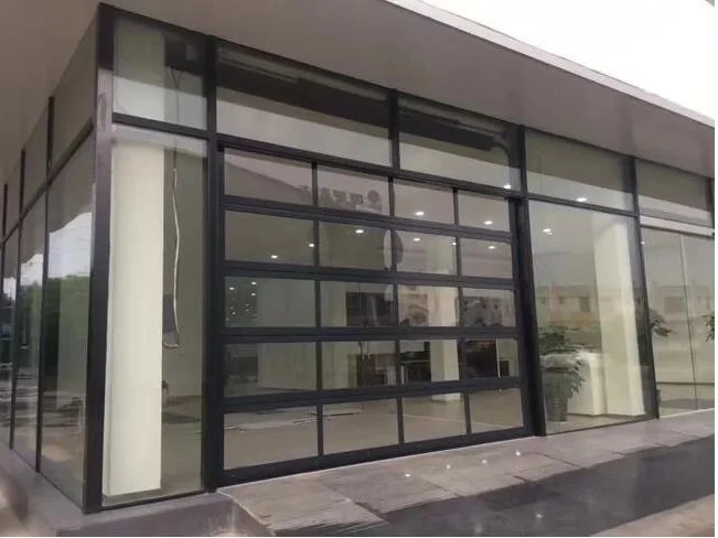 Aluminum Alloy Electric Automatic Transparent Glass Panel Sectional Overhead Sliding Garage Door
