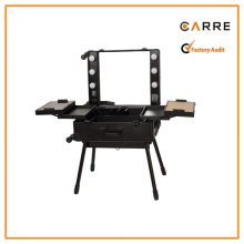 makeup artists muntifunction lighted cosmetic rolling case with mirror