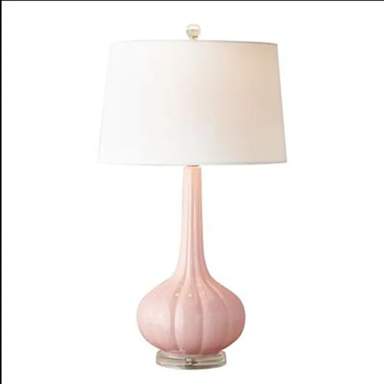 Chic Pink Striped Pumpkin Lamp for Modern Bedroom Aesthetics